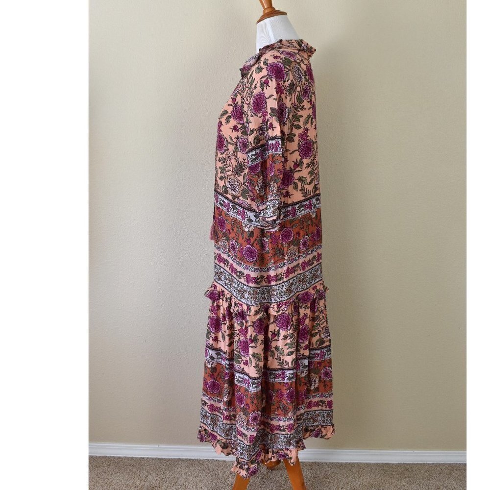 BTFL-LIFE Border Print Tiered Dress Large - Picture 3 of 7